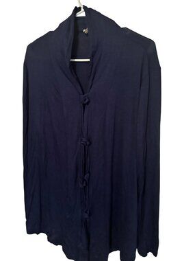 Olivia Moon blue cardigan knotted fabric closure size xl